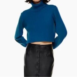 Aritzia Wilfred Rebecca Turtleneck merino wool sweater size 2XL cobalt b…